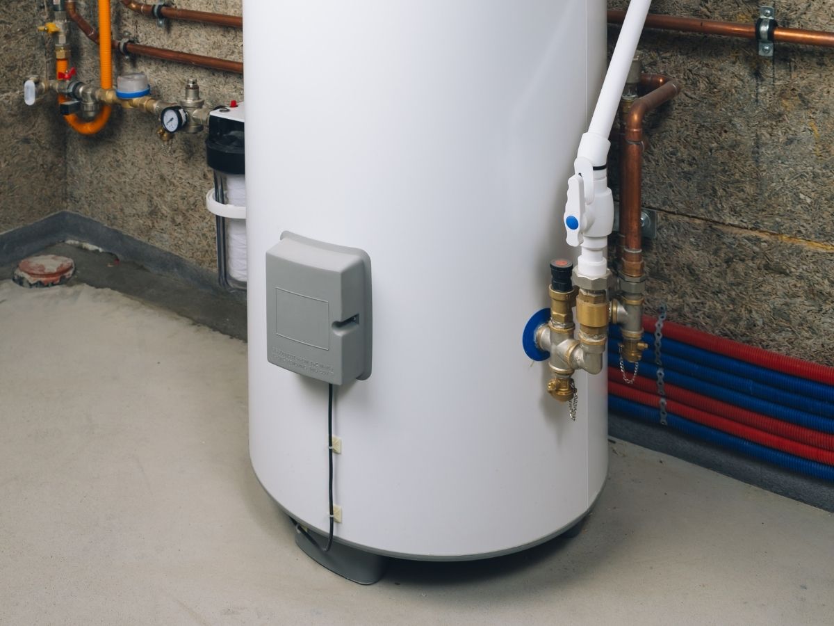 Home water heater with pipes