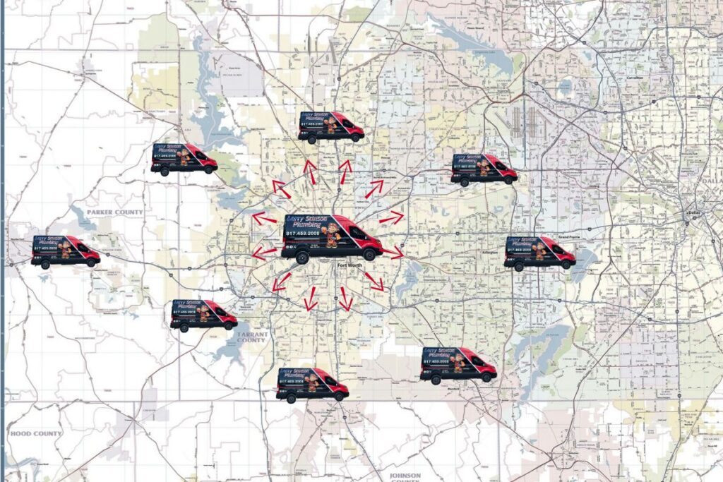 Service Area Map for Larry Stinson Plumbing